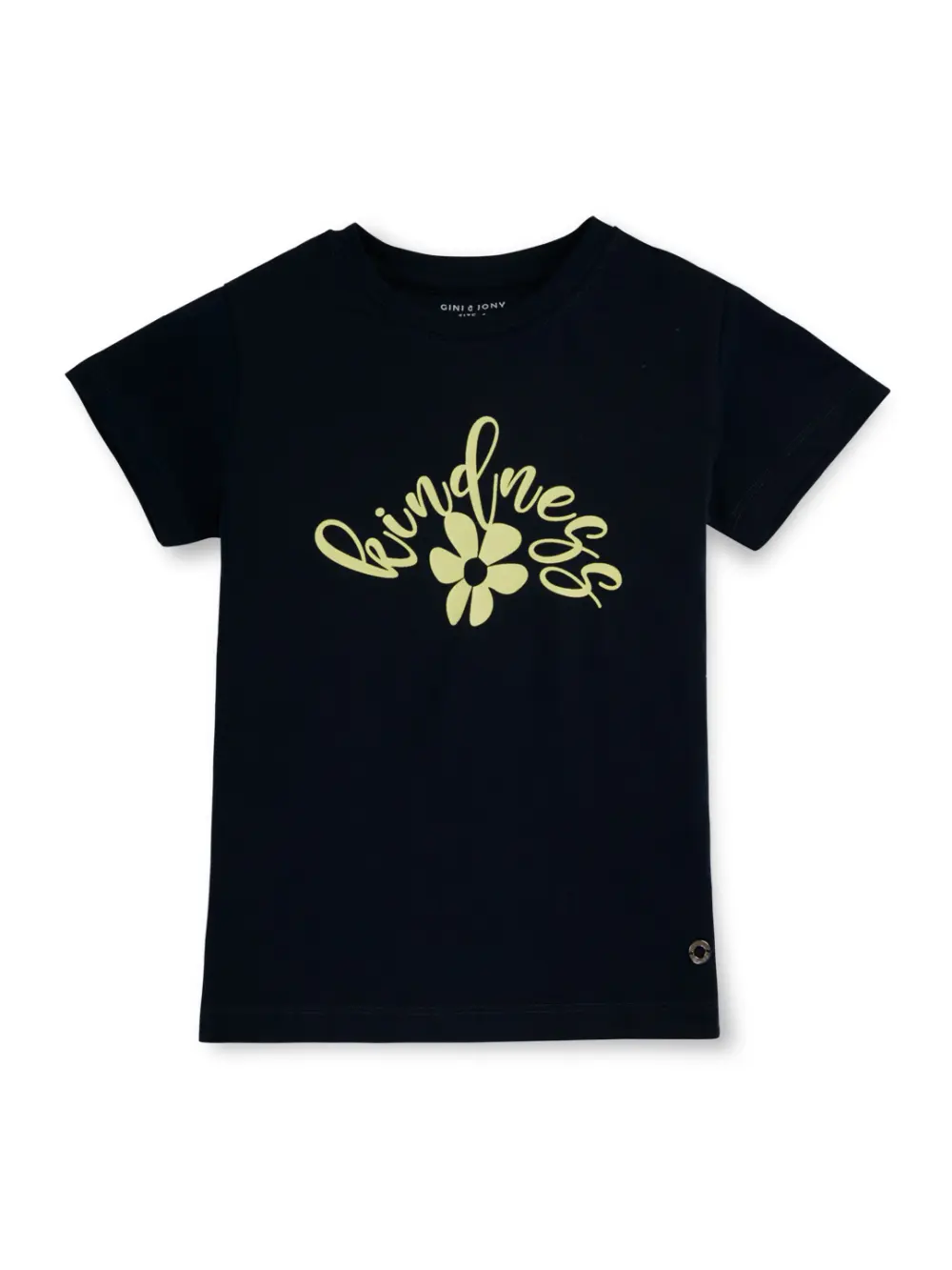 Gini And Jony Girls Black Graphic Print Cotton Lycra Knits Top Half Sleeves