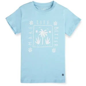 Gini And Jony Girls Blue Graphic Print Cotton Knits Top Half Sleeves 9-10 Years