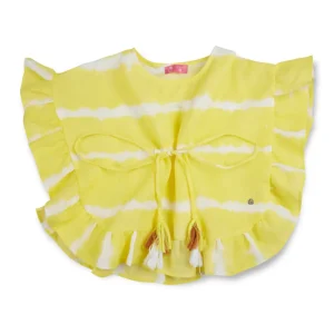 Gini And Jony Girls Yellow Abstract Cotton Woven Top Half Sleeves 9-10 Years