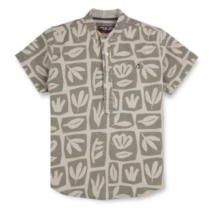 Gini And Jony Boys Grey Tropical Print Cotton Shirt Half Sleeves