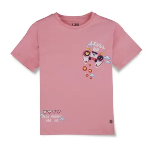 Gini And Jony Girls Cotton Round Neck Half Sleeves Knits Top
