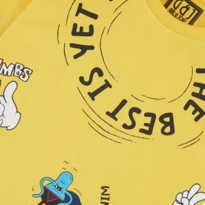 Gini And Jony Boys Yellow Graphic Print Cotton T-Shirt Half Sleeves