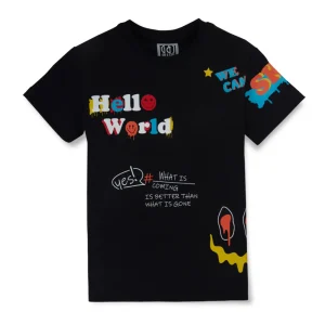 Gini & Jony Boys' Blue T-Shirt Knitshand-Wash Regular Fit