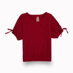 Gini And Jony Girls Maroon Solid Cotton Woven Top Half Sleeves 9-10 Years