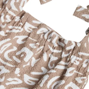 Gini And Jony Girls Brown Abstract Crepe Woven Top Half Sleeves 9-10 Years
