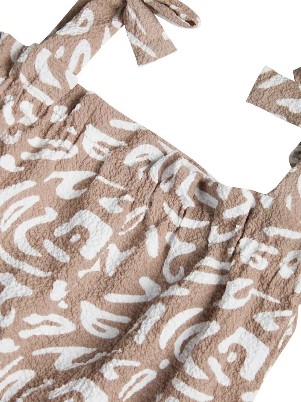 Gini And Jony Girls Brown Abstract Crepe Woven Top Half Sleeves 9-10 Years