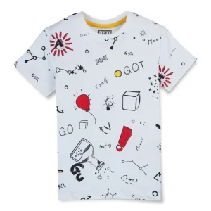 Gini & Jony Boys' Blue T-Shirt Knitshand-Wash Regular Fit