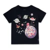 Gini And Jony Girls Navy Blue Graphic Print Cotton Lycra Knits Top Half Sleeves 9-12 Months