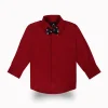 Gini And Jony Boys Red Solid Cotton Shirt Full Sleeves