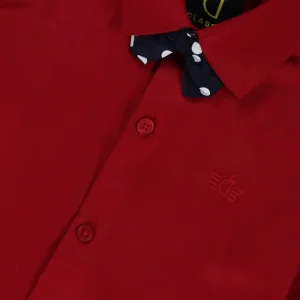 Gini And Jony Boys Red Solid Cotton Shirt Full Sleeves
