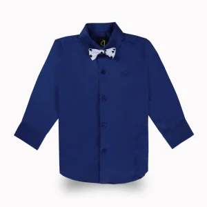 Gini And Jony Boys Blue Solid Cotton Shirt Full Sleeves