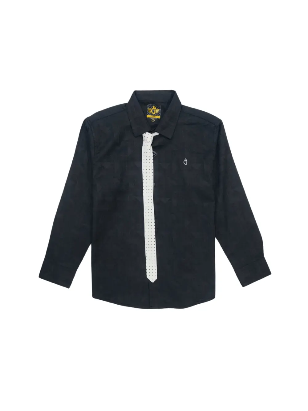 Gini And Jony Boys Black Tropical Print Cotton Shirt Full Sleeves