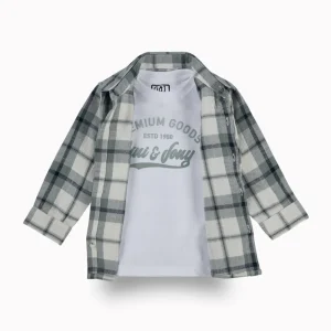 Gini And Jony Boys Green Checks Cotton Shirt Full Sleeves