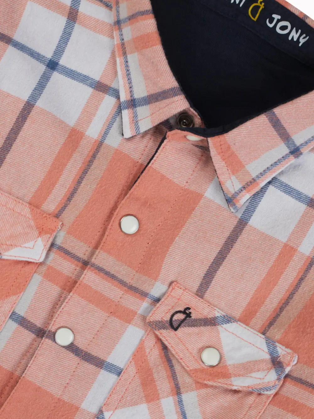 Gini And Jony Boys Peach Checks Cotton Shirt Full Sleeves