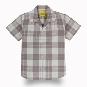 Gini And Jony Boys Mauve Checks Cotton Shirt Half Sleeves