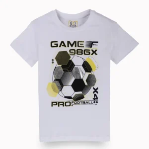 Gini And Jony Boys White Graphic Print Cotton T-Shirt Half Sleeves