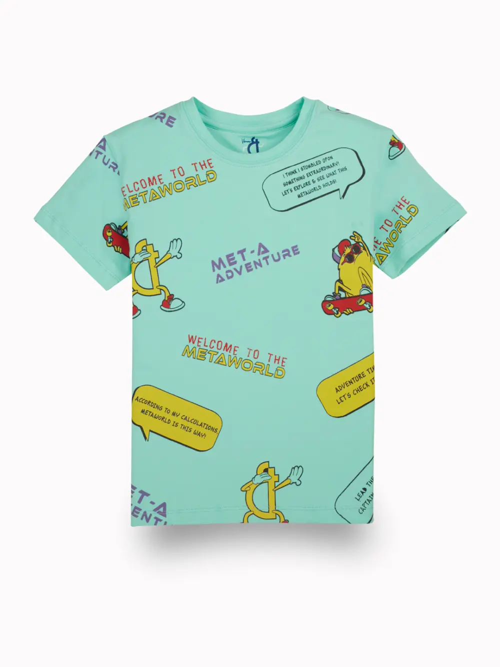 Gini & Jony Boys Turquoise Graphic Print Cotton Half Sleeves T-Shirt