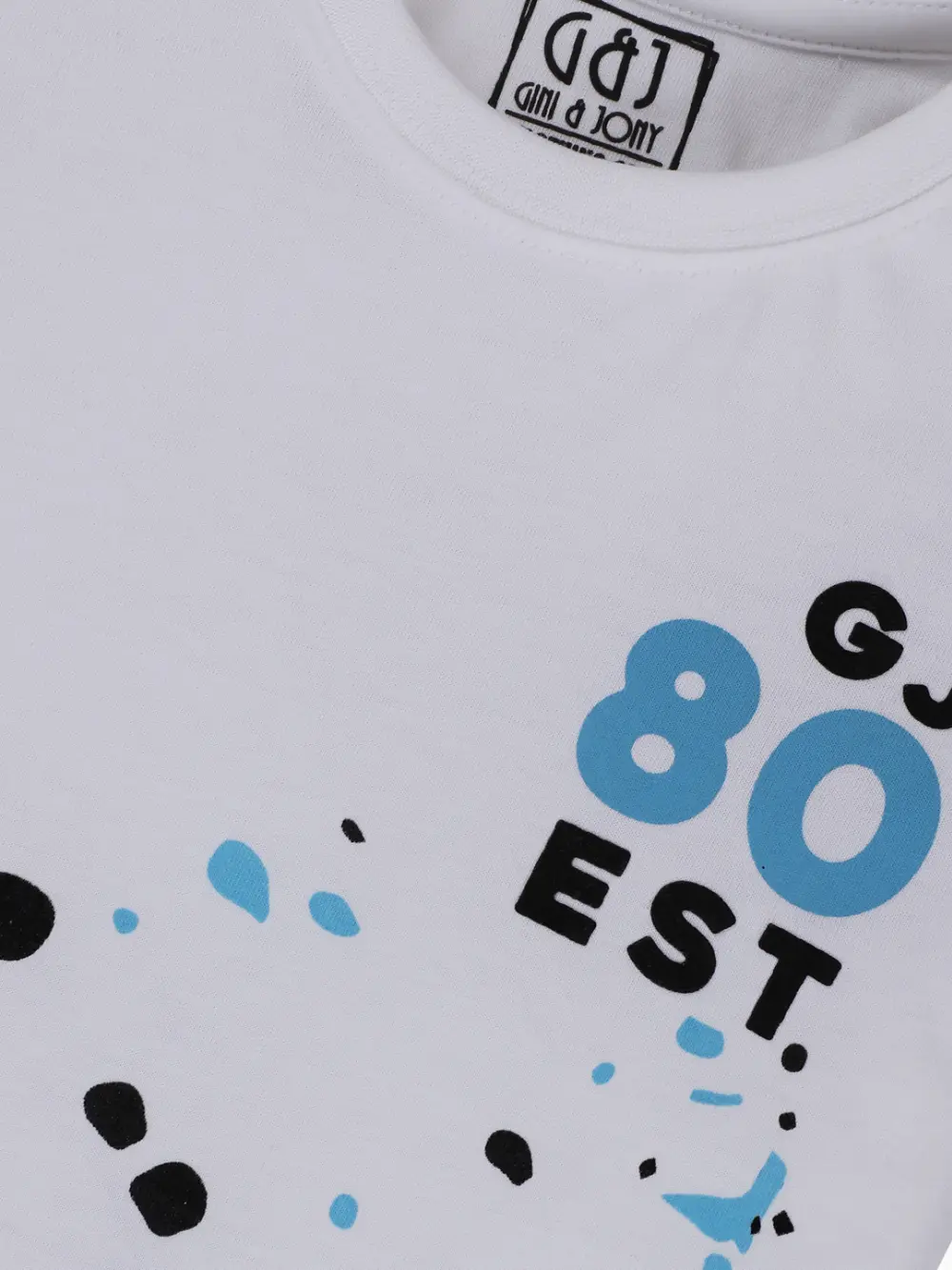 Gini And Jony Boys White Graphic Print Cotton T-Shirt Half Sleeves