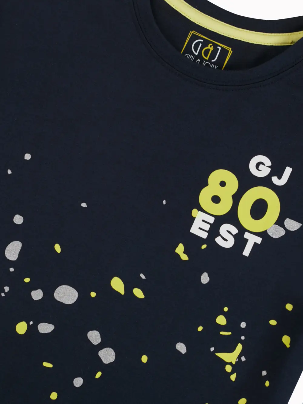Gini And Jony Boys Navy Blue Splatter Print Cotton T-Shirt Half Sleeves