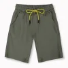 Gini And Jony Boys Olive Solid Cotton Bermuda Elasticated