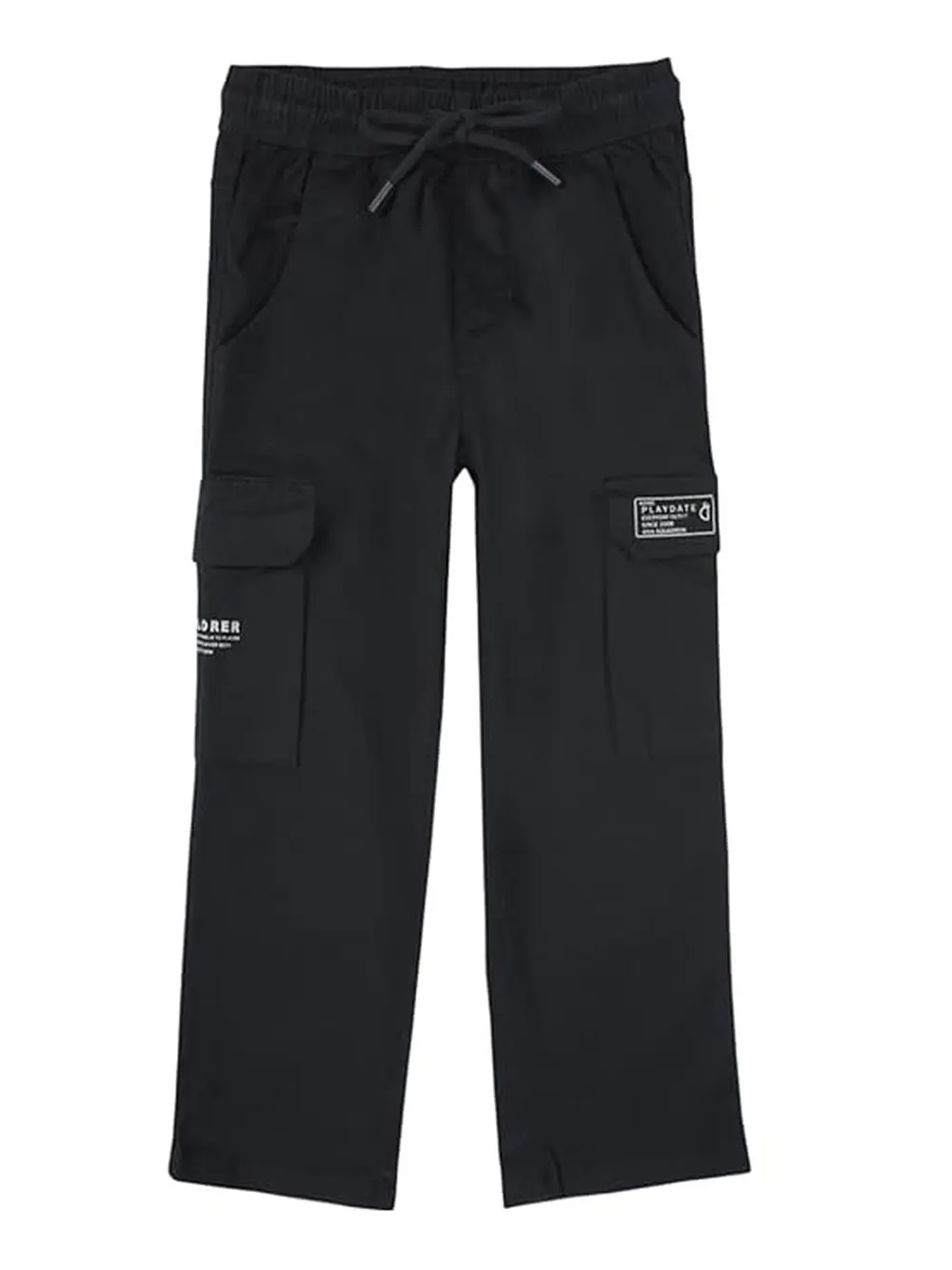 Gini And Jony Boys Black Typographic Print Cotton Elasticated Trouser