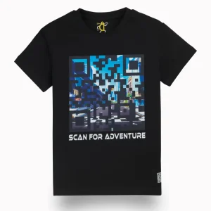 Gini And Jony Boys Black Digital Print Cotton T-Shirt Half Sleeves