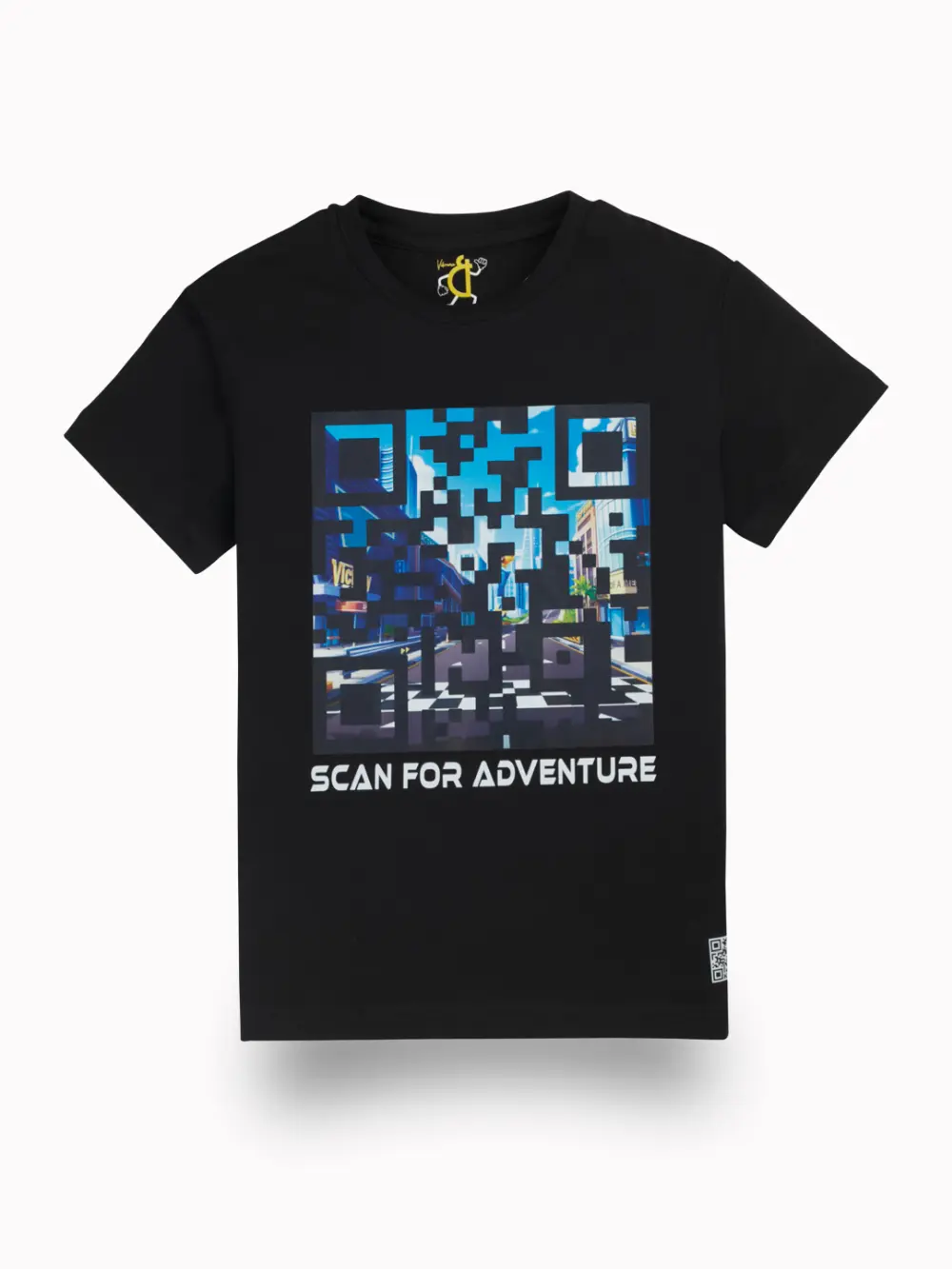 Gini And Jony Boys Black Digital Print Cotton T-Shirt Half Sleeves