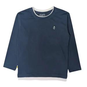 Gini And Jony Boys Teal Textured Print Cotton T-Shirt Full Sleeves