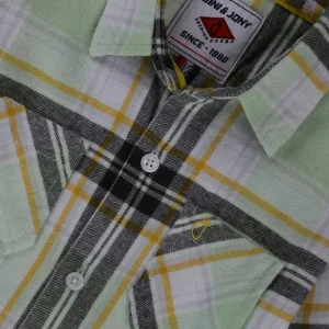 Gini And Jony Boys Green Checks Cotton Shirt Full Sleeves