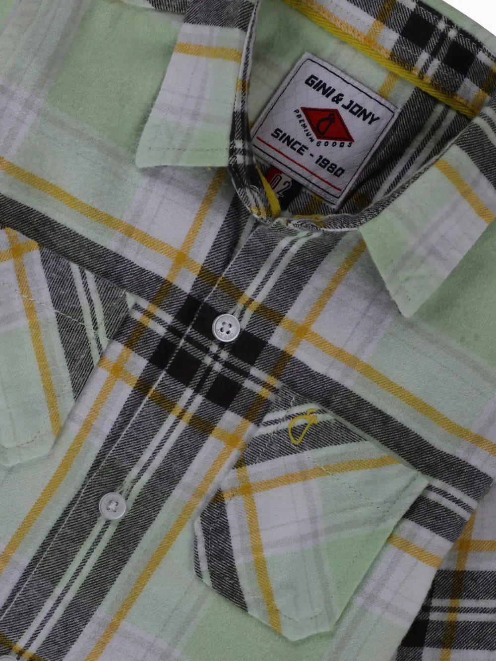 Gini And Jony Boys Green Checks Cotton Shirt Full Sleeves