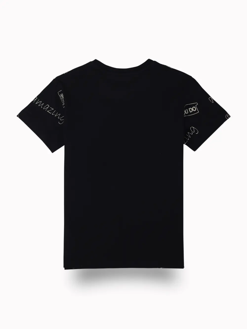 Gini And Jony Boys Black Typographic Print Cotton T-Shirt Half Sleeves