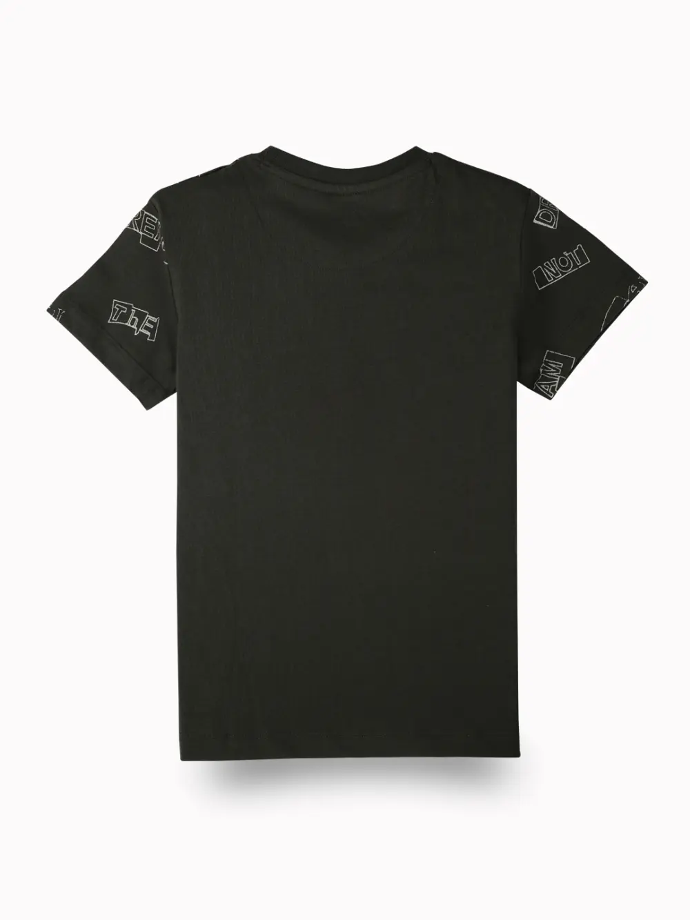 Gini And Jony Boys Olive Typographic Print Cotton T-Shirt Half Sleeves