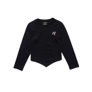 Gini And Jony Girls Black Embroidery Cotton Knits Top Full Sleeves 11-12 Years