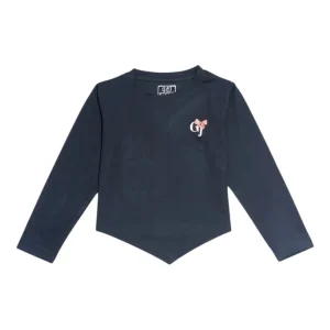 Gini And Jony Girls Teal Logo Cotton Knits Top Full Sleeves 9-10 Years