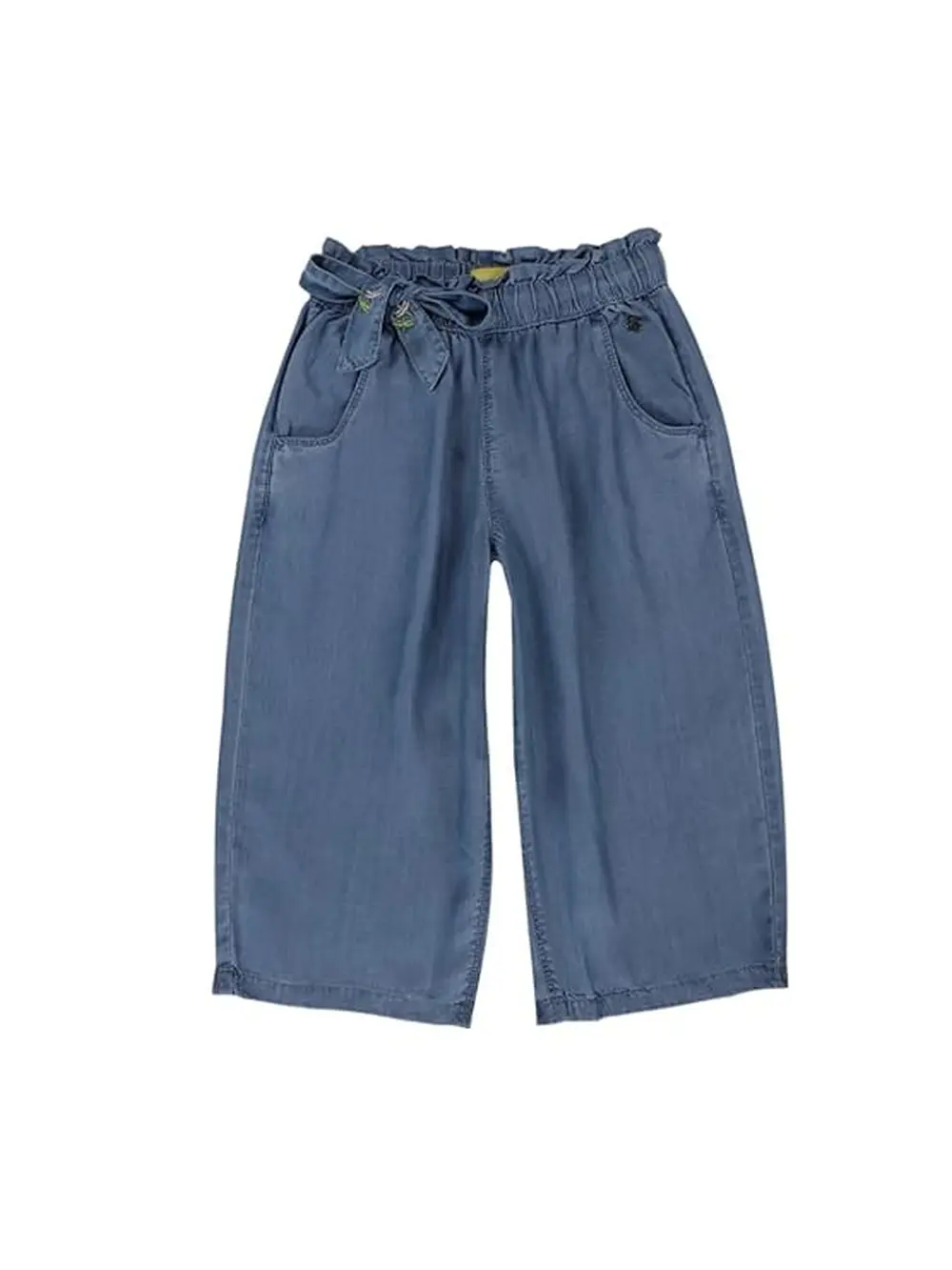 Gini And Jony Girls Blue Embroidery Cotton Elasticated Culottes