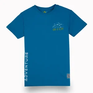 Gini And Jony Boys Blue Digital Print Cotton T-Shirt Half Sleeves