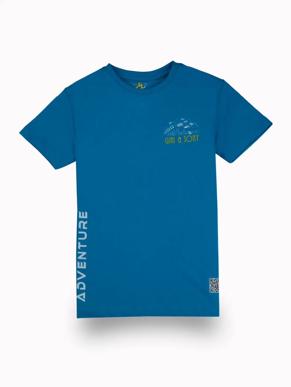 Gini And Jony Boys Blue Digital Print Cotton T-Shirt Half Sleeves