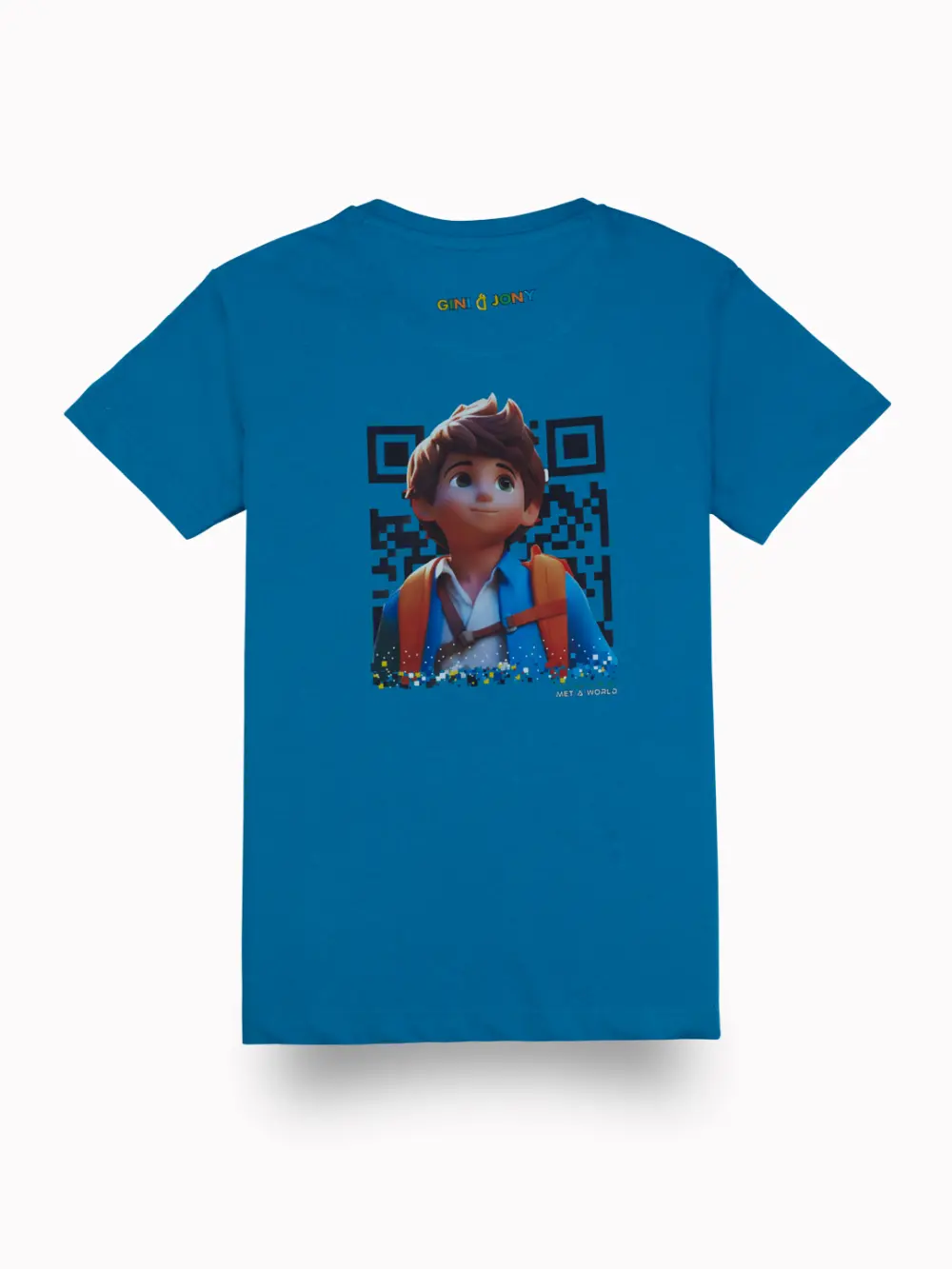 Gini And Jony Boys Blue Digital Print Cotton T-Shirt Half Sleeves