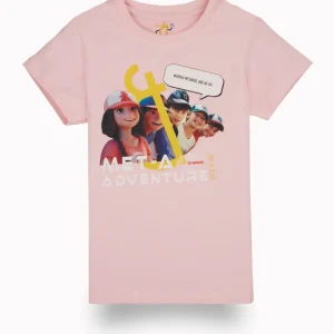 Gini And Jony Girls Pink Digital Print Cotton Knits Top Half Sleeves 9-10 Years