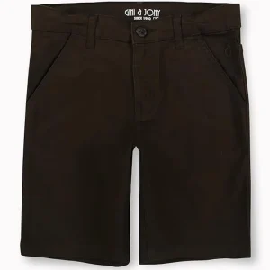 Gini And Jony Boys Olive Solid Cotton Fixed Waist Bermuda