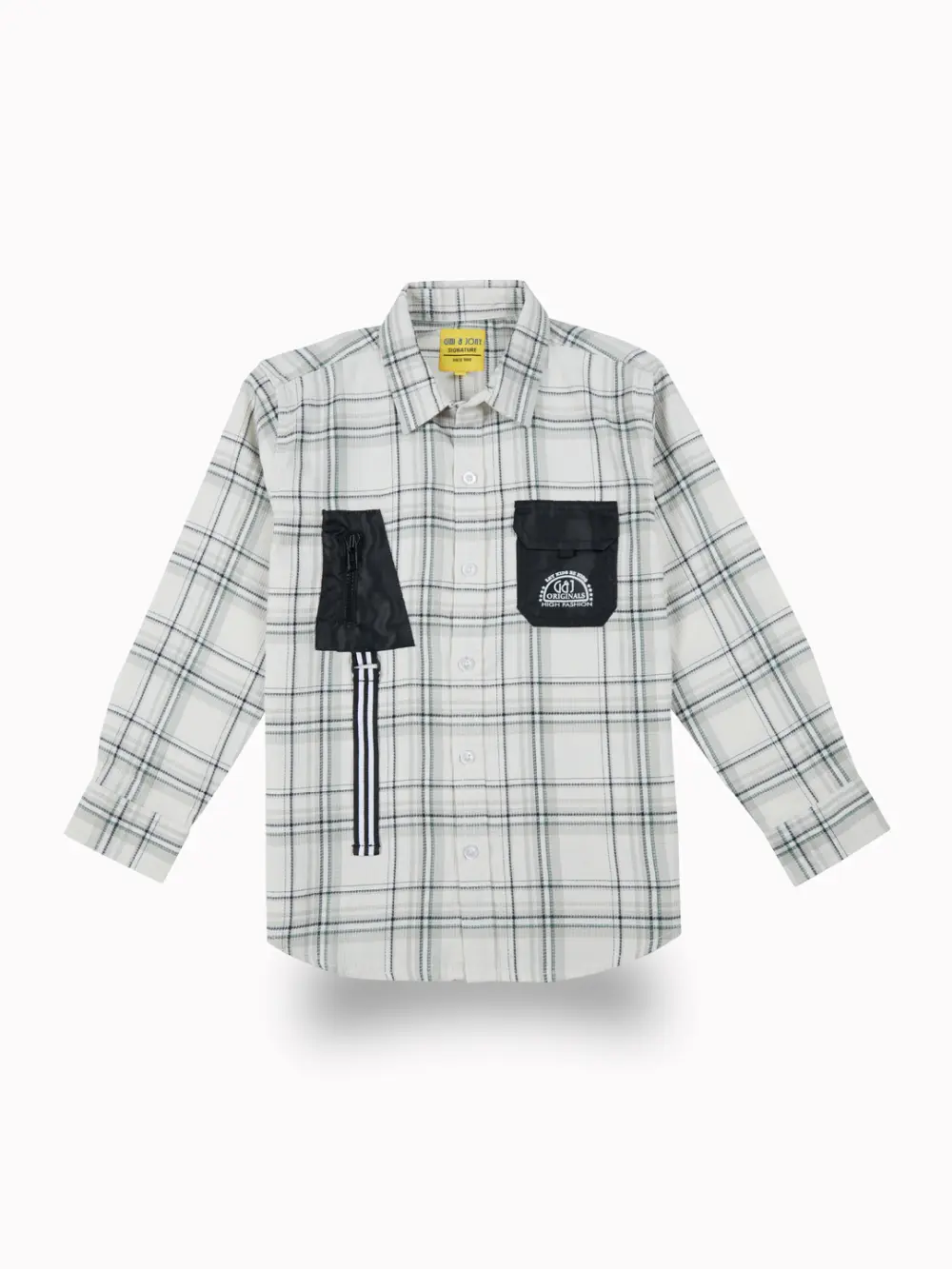 Gini And Jony Boys White Checks Cotton Shirt Full Sleeves