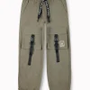 Gini And Jony Boys Olive Typographic Print Cotton Trouser Elasticated