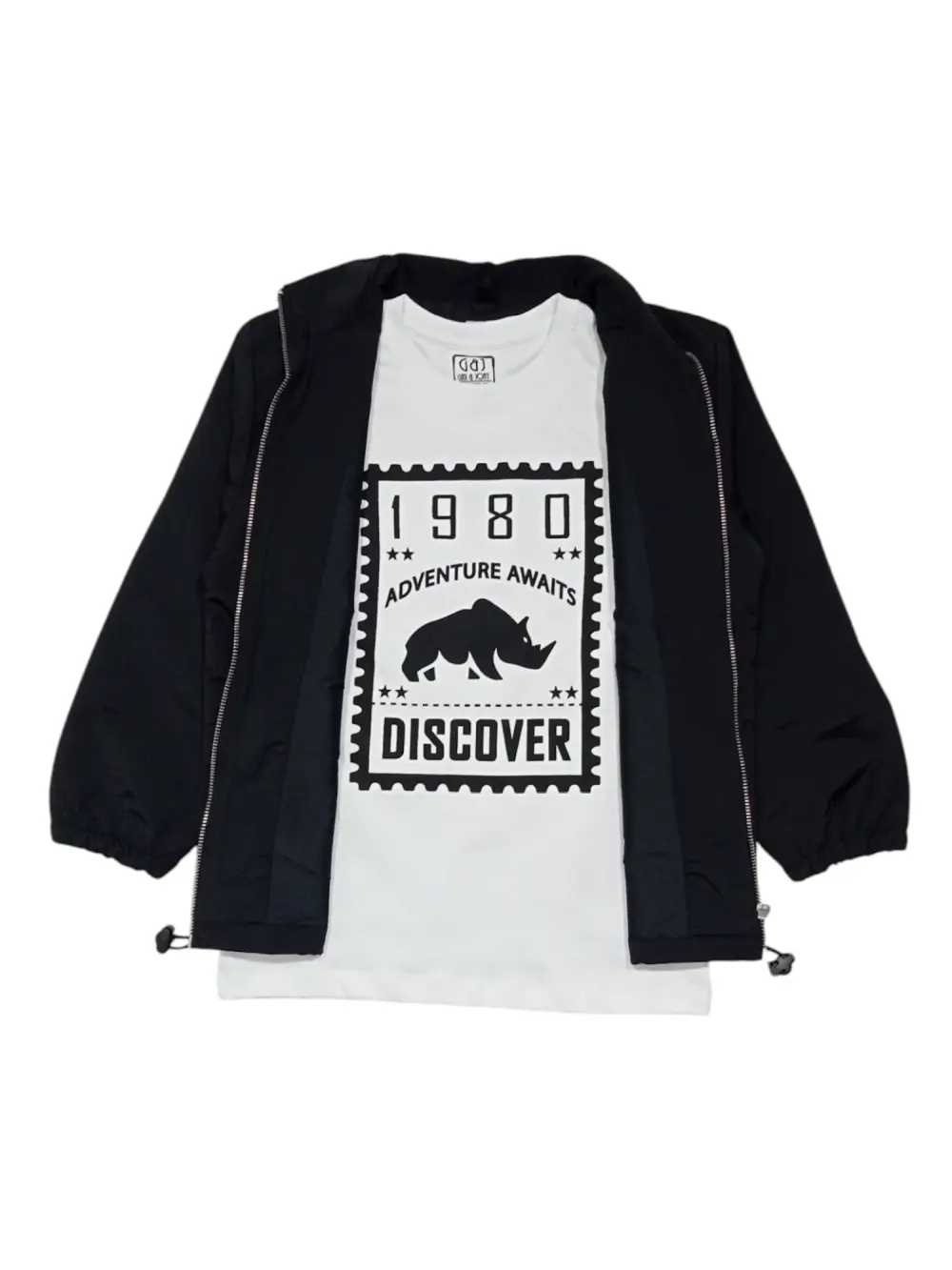 Gini And Jony Girls Black Graphic Print Taffeta Woven Jacket Full Sleeves 9-10 Years