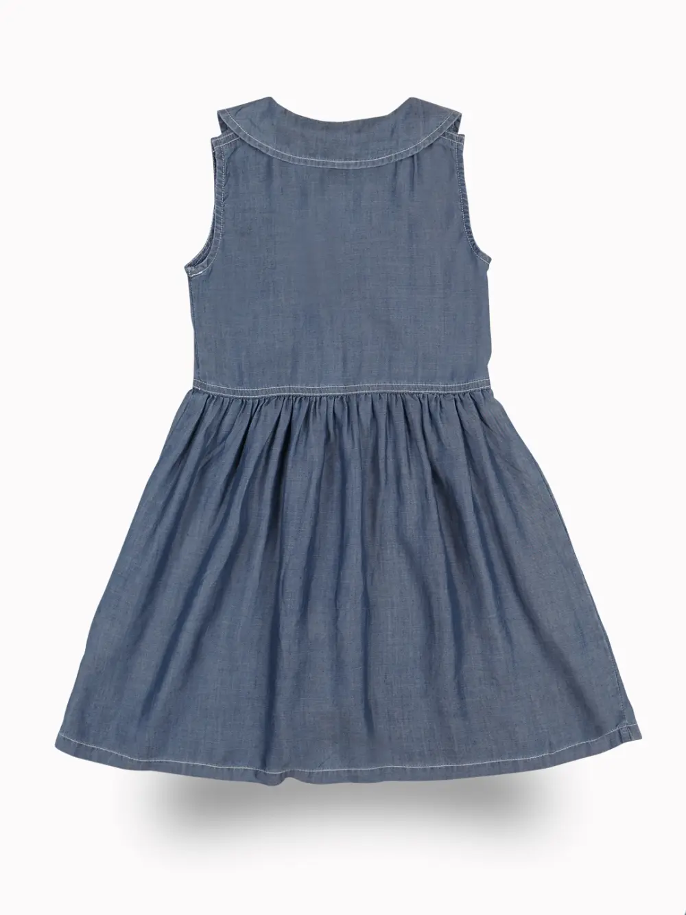 Gini And Jony Girls Blue Solid Denim Dress Sleeveless