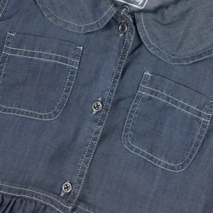 Gini And Jony Girls Blue Solid Denim Dress Sleeveless