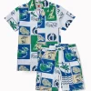 Gini And Jony Boys Off White Tropical Print Cotton Co-Ordinate Half Sleeves