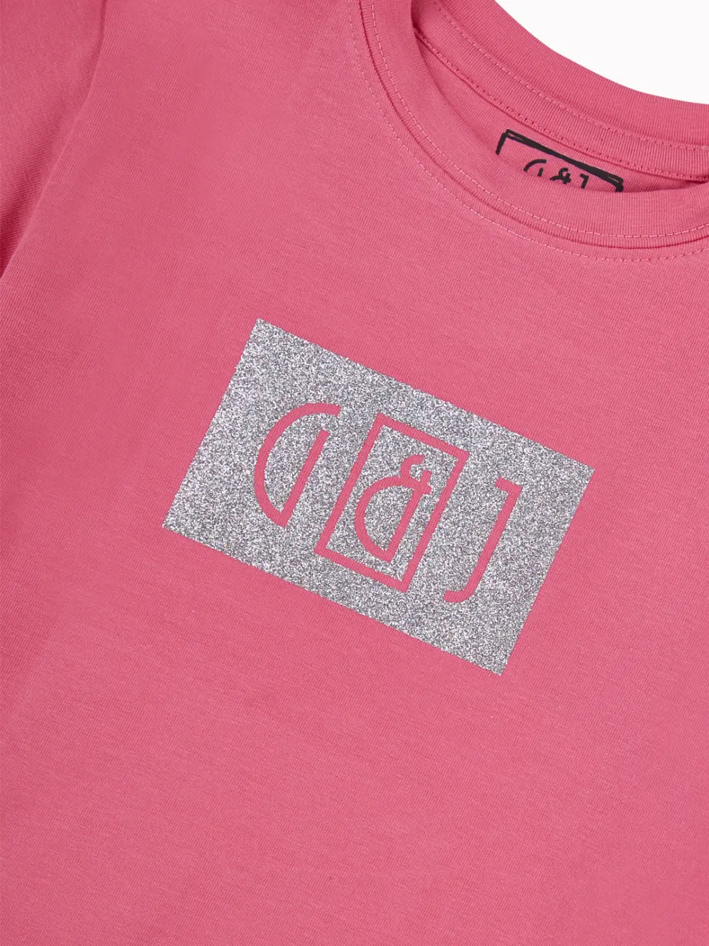 Gini And Jony Girls Dark Pink Glitter Print Cotton Knits Top Half Sleeves 9-10 Years