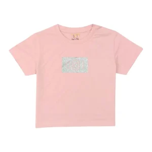 Gini And Jony Girls Pink Glitter Print Cotton Knits Top Half Sleeves 9-10 Years