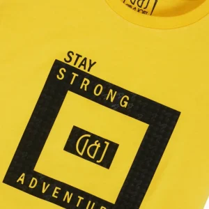 Gini And Jony Boys Yellow Typographic Print Cotton T-Shirt Half Sleeves