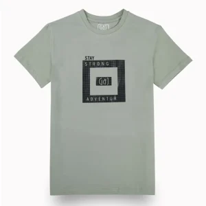 Gini And Jony Boys Green Graphic Print Cotton T-Shirt Half Sleeves